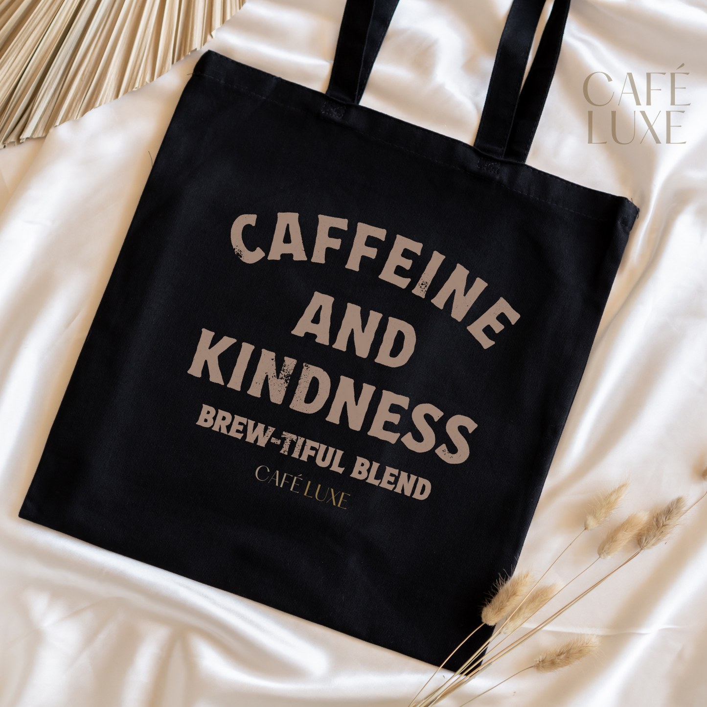Caffeine and Kindness Canvas Tote Bag
