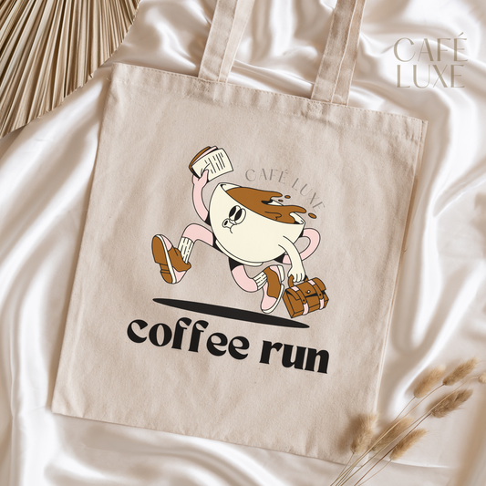 Coffee Run Canvas Tote Bag